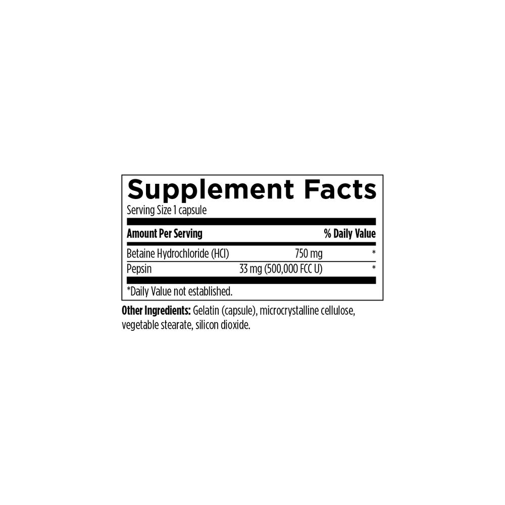 Betaine HCI 750mg - 120 Capsules | Designs For Health