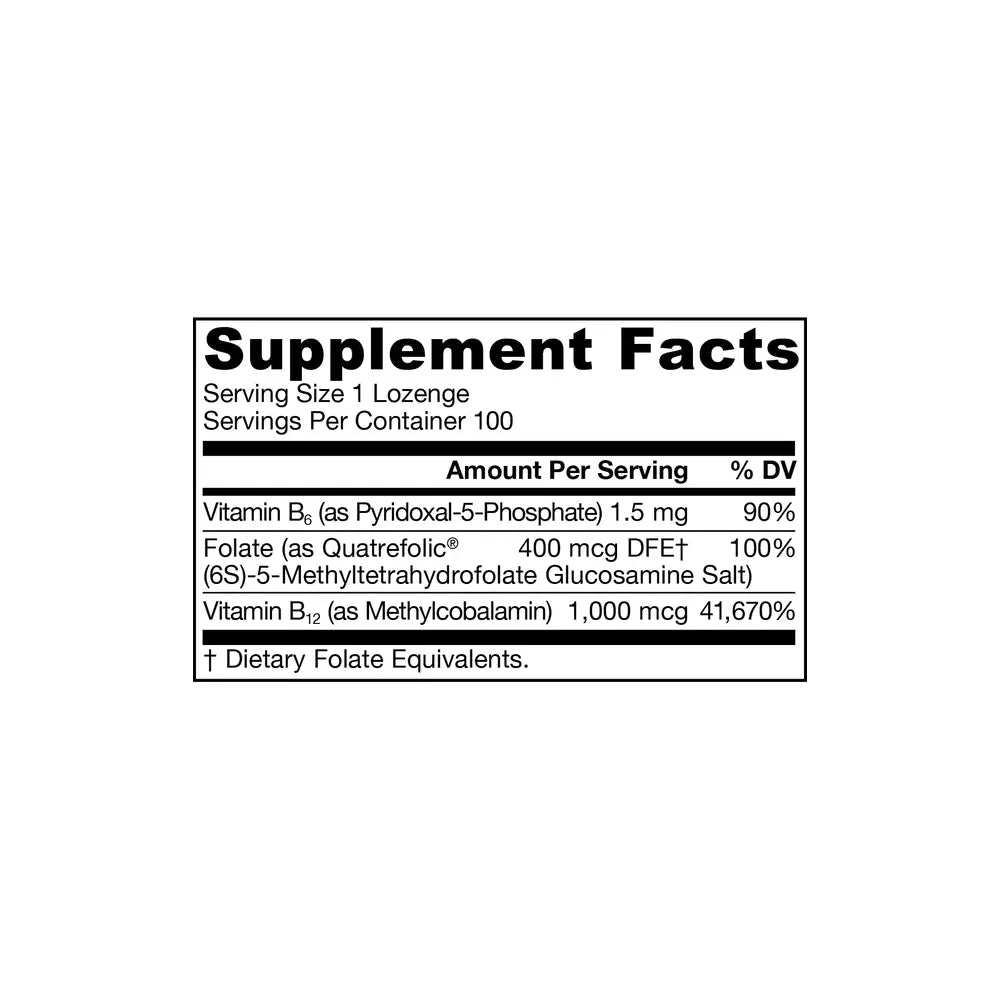 Methyl B-12 & Methyl Folate (Lemon Flavor) - 100 Chewable Tablets | Jarrow Formulas