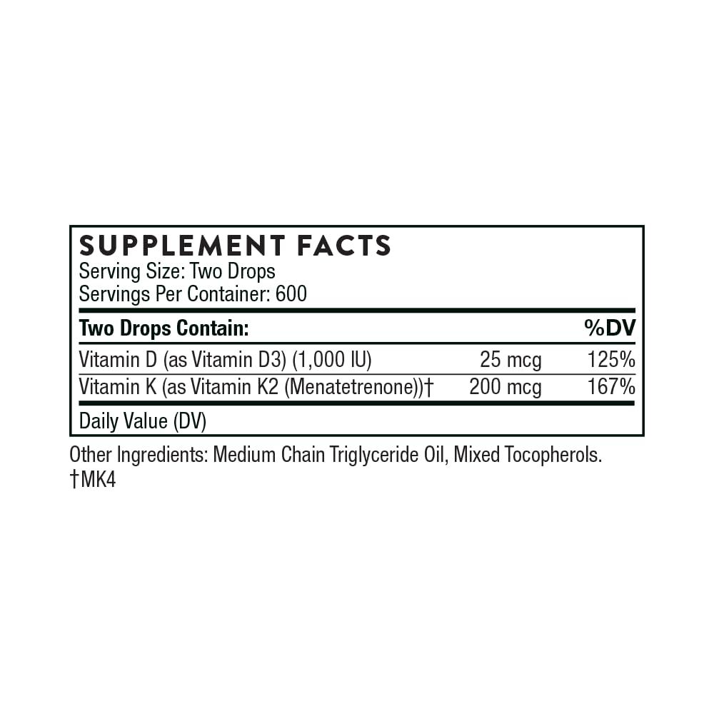 Vitamin D + K2 Liquid - 30ml | Thorne